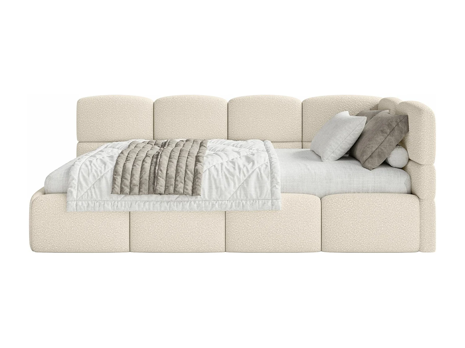 Lit ado avec coffre - beige clair- côté droit - CLOUDY