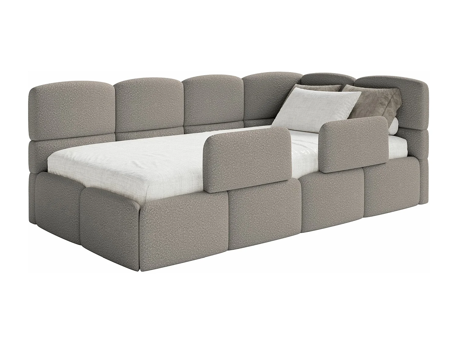 Lit ado avec rangement - gris - côté droit - CLOUDY