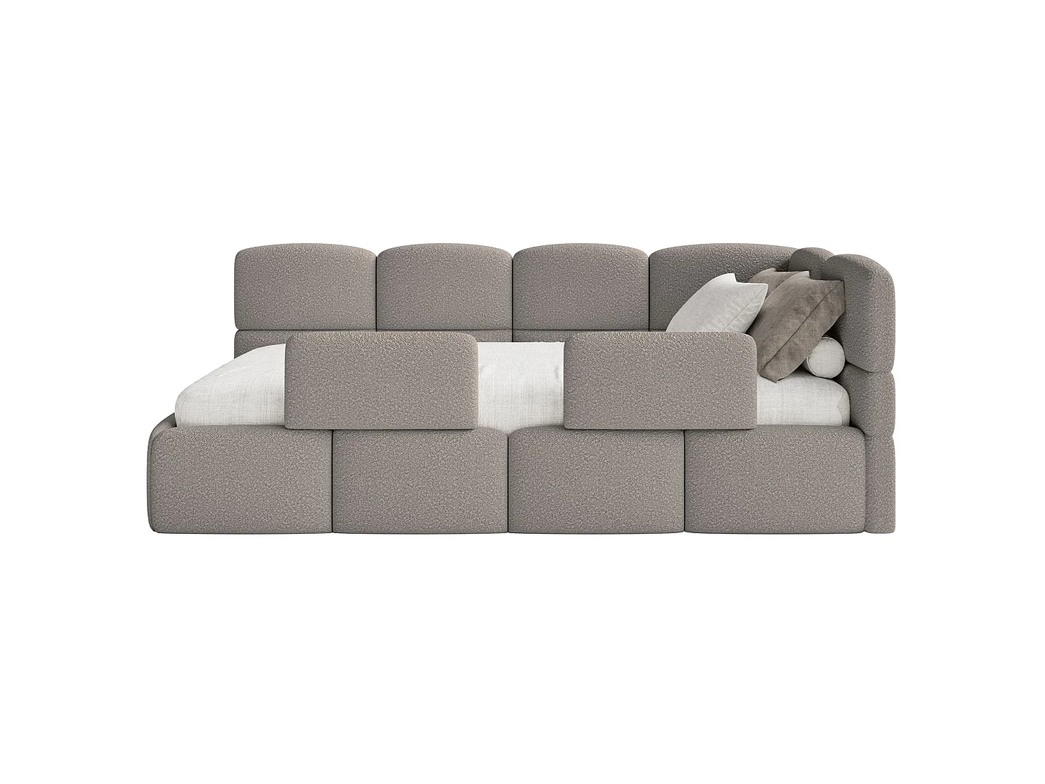 Lit ado avec rangement - gris - côté droit - CLOUDY