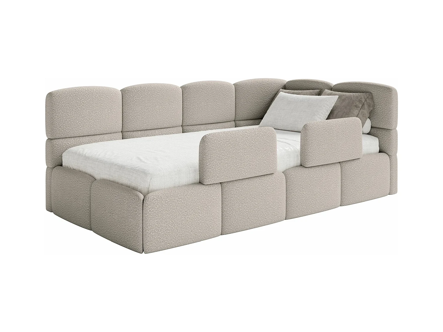 Lit ado avec rangement - grege - côté droit - CLOUDY