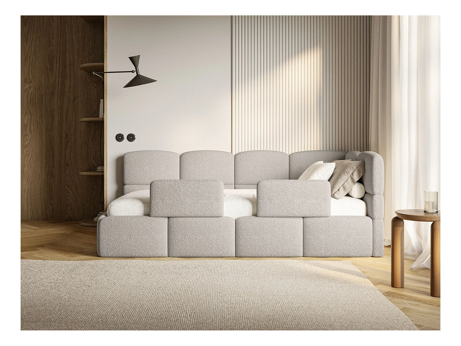 Lit ado avec rangement - grege - côté droit - CLOUDY