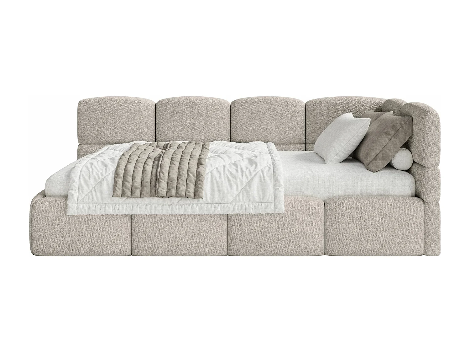 Lit ado avec rangement - grege - côté droit - CLOUDY