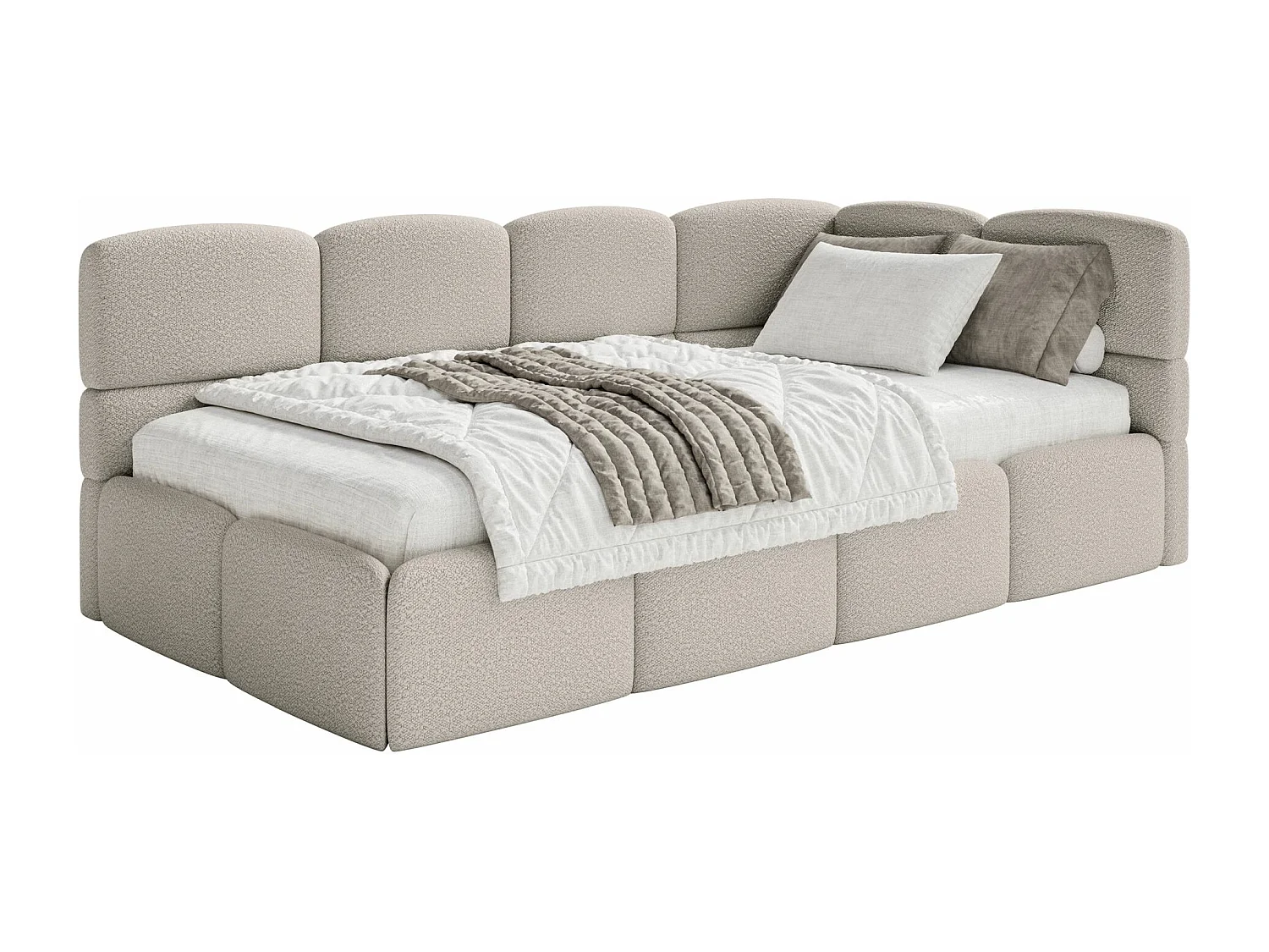 Lit ado avec rangement - grege - côté droit - CLOUDY