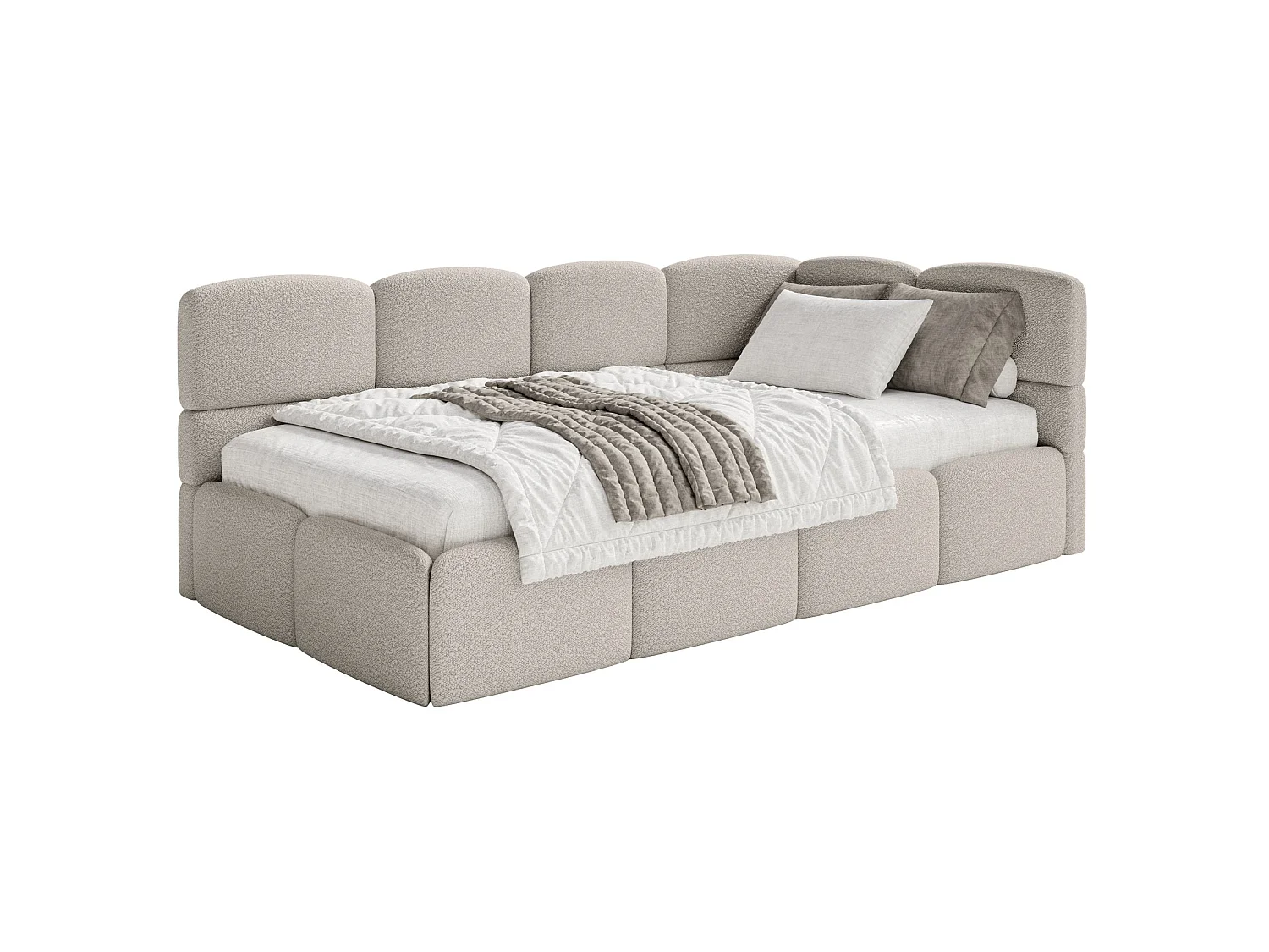 Tienerbed met opbergruimte - Grege - rechterkant - CLOUDY