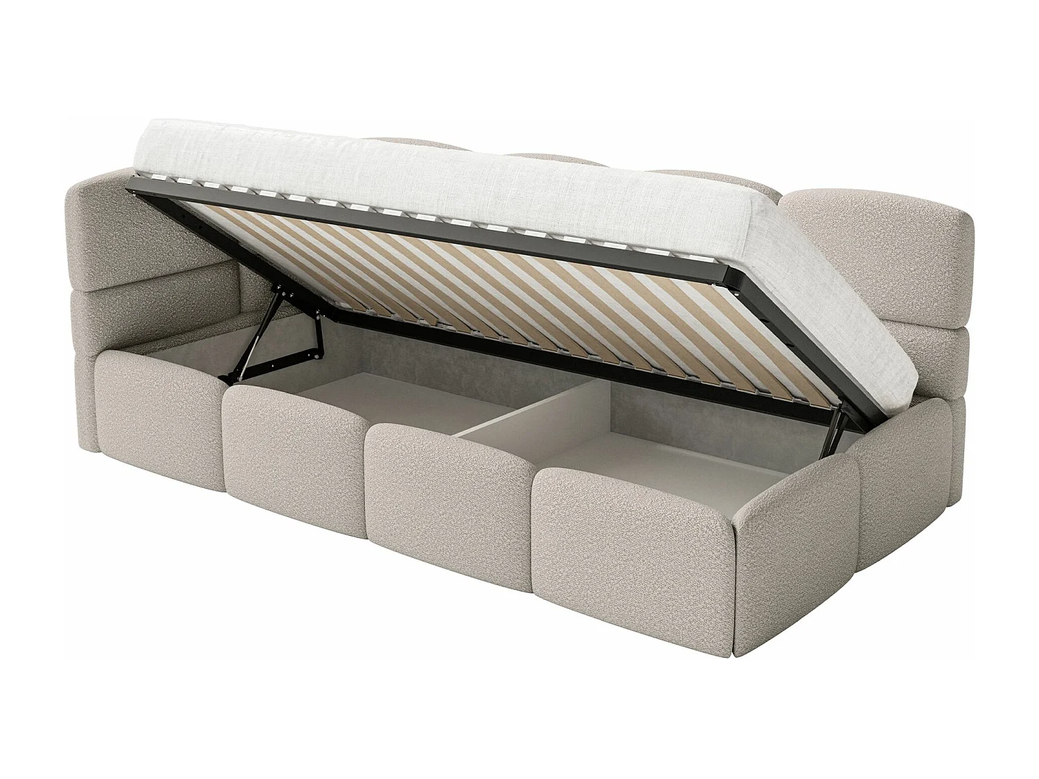 Lit ado avec coffre - grege - côté gauche - CLOUDY