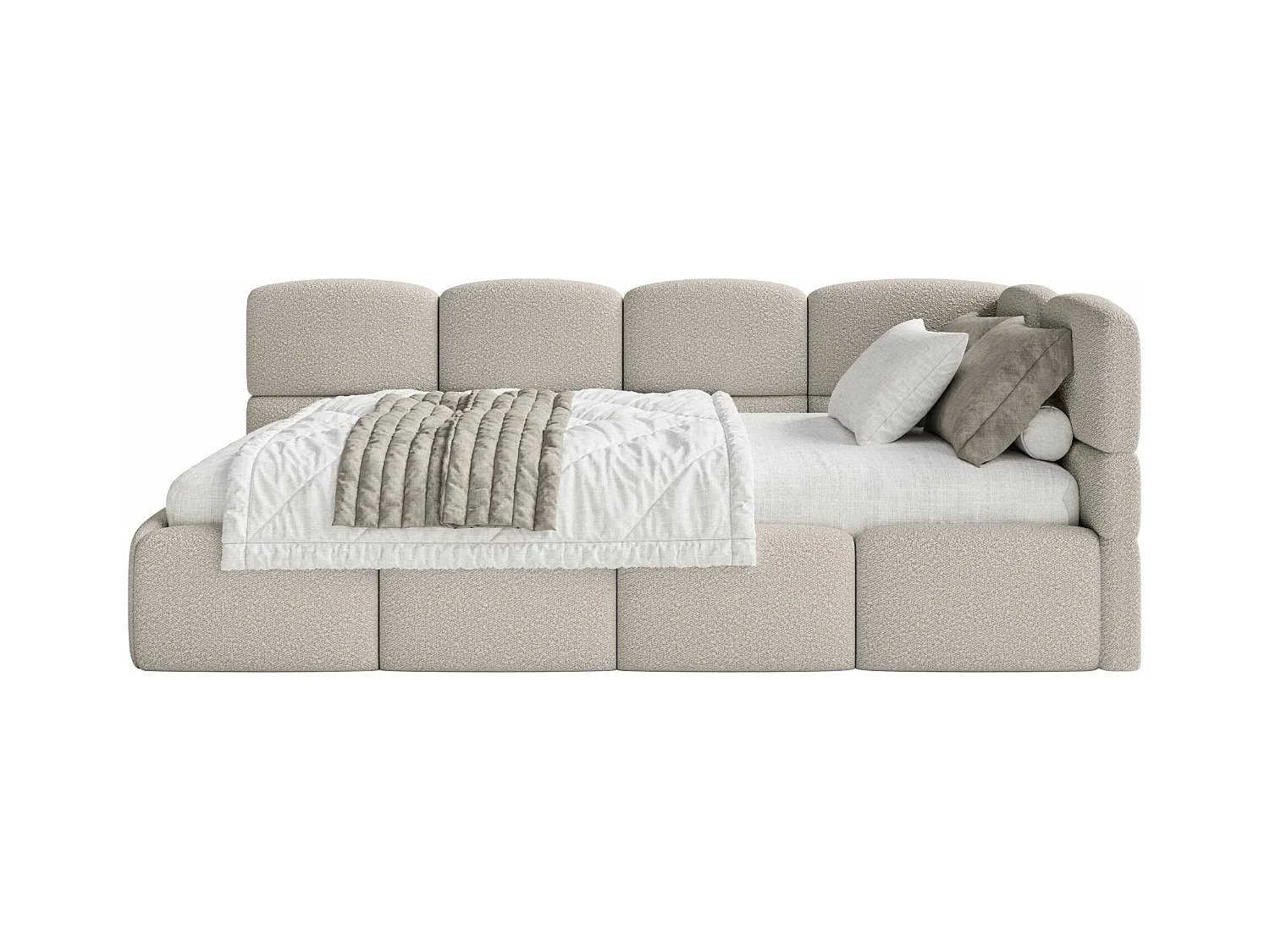 Lit ado avec coffre - grege - côté droit - CLOUDY