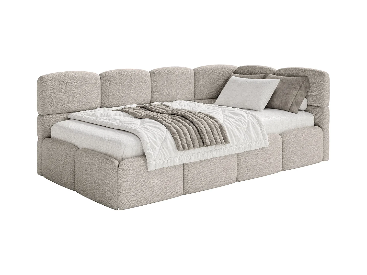 Lit ado avec coffre - grege - côté droit - CLOUDY