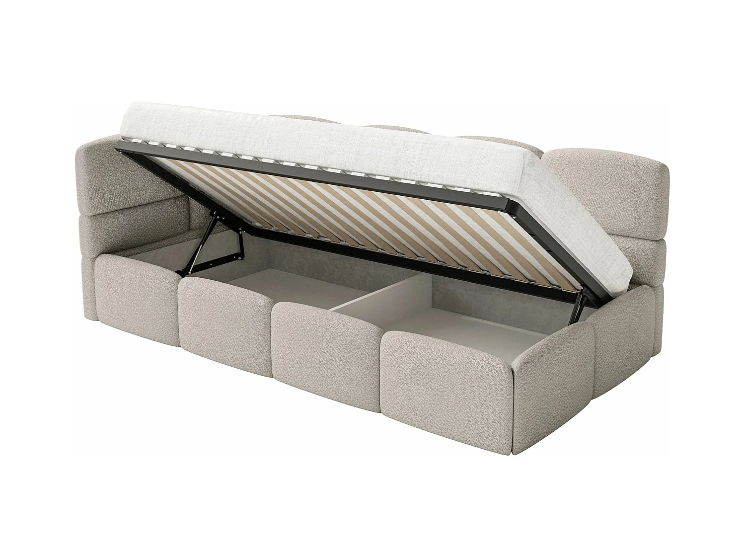 Lit ado avec coffre et barrières - grege - côté gauche - CLOUDY