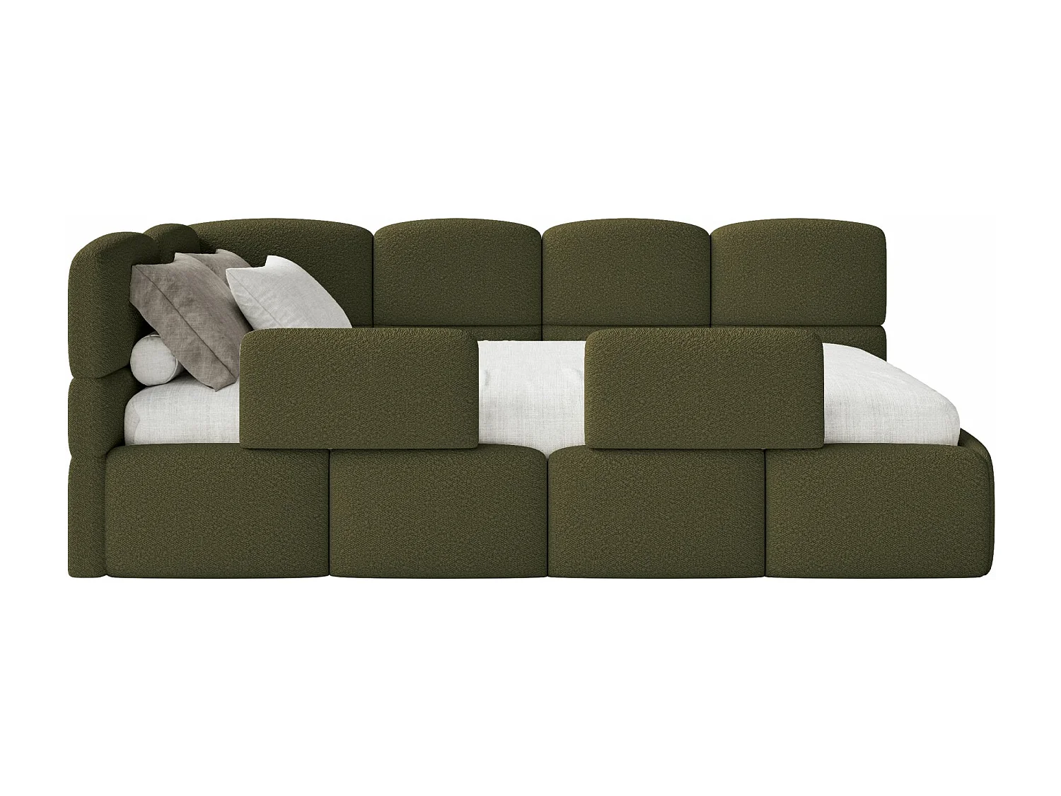 Lit ado avec rangement - olive foncé - côté gauche - CLOUDY