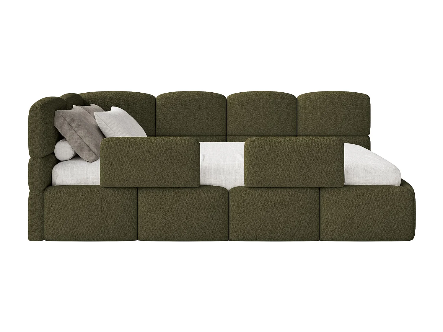 Lit ado avec rangement - olive foncé - côté gauche - CLOUDY
