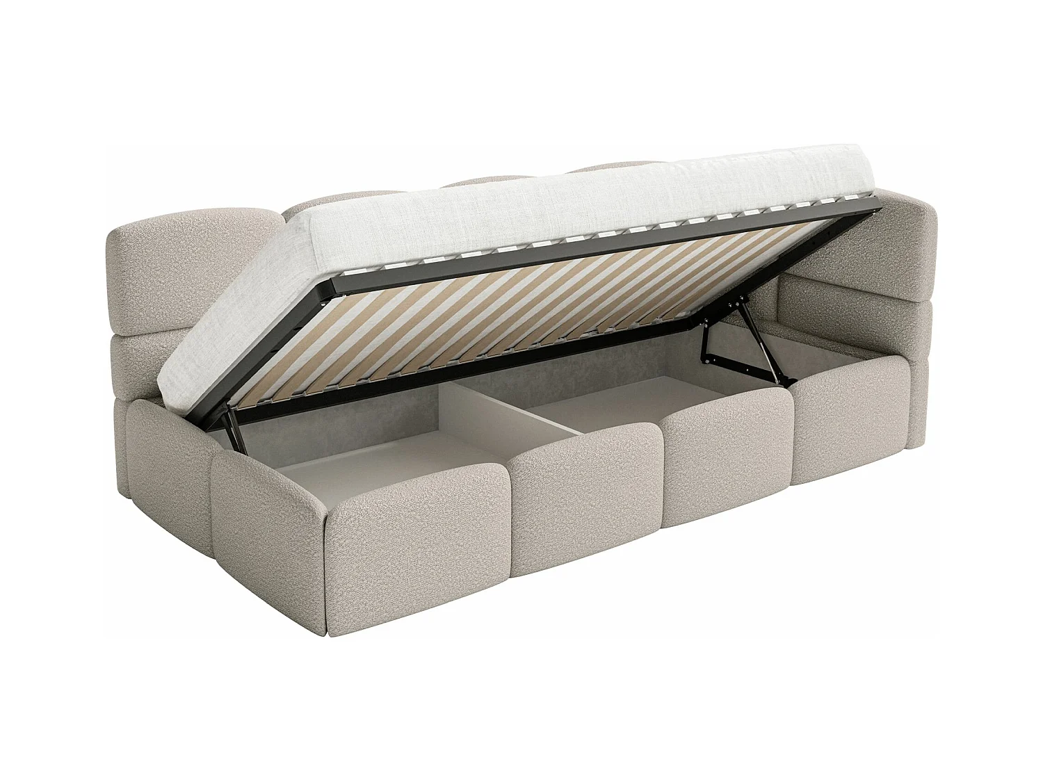 Lit ado avec rangement - grege - côté droit - CLOUDY