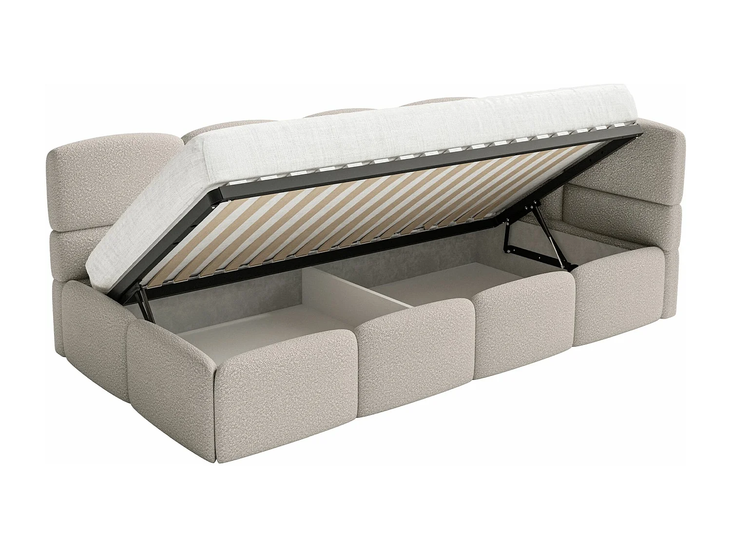 Lit ado avec rangement - grege - côté droit - CLOUDY