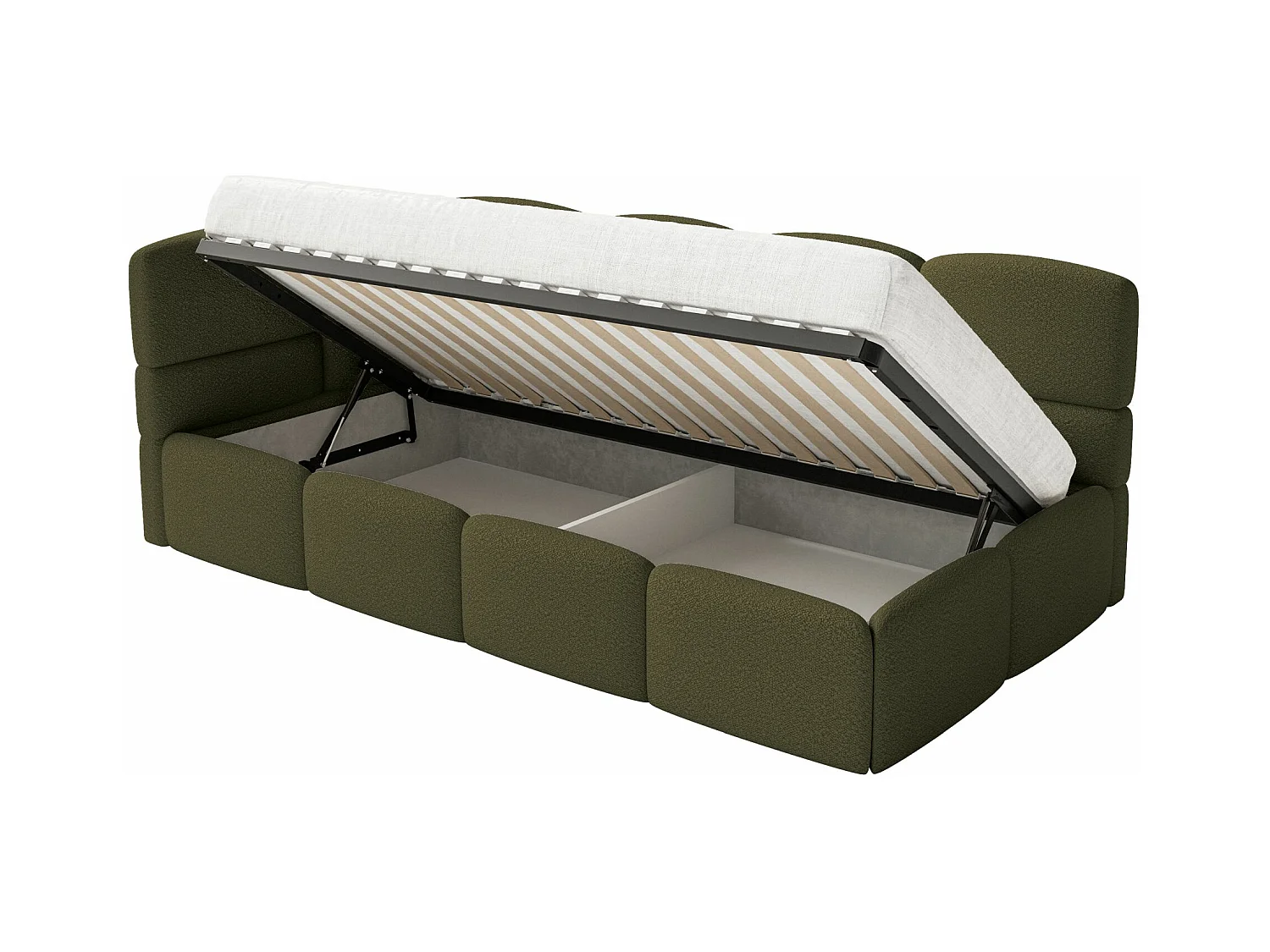 Lit ado avec coffre - olive foncé - côté gauche - CLOUDY