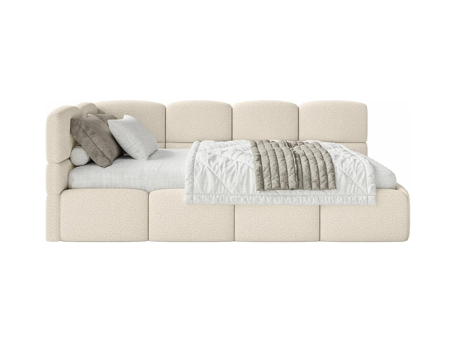 Lit ado avec coffre - beige clair- côté gauche - CLOUDY