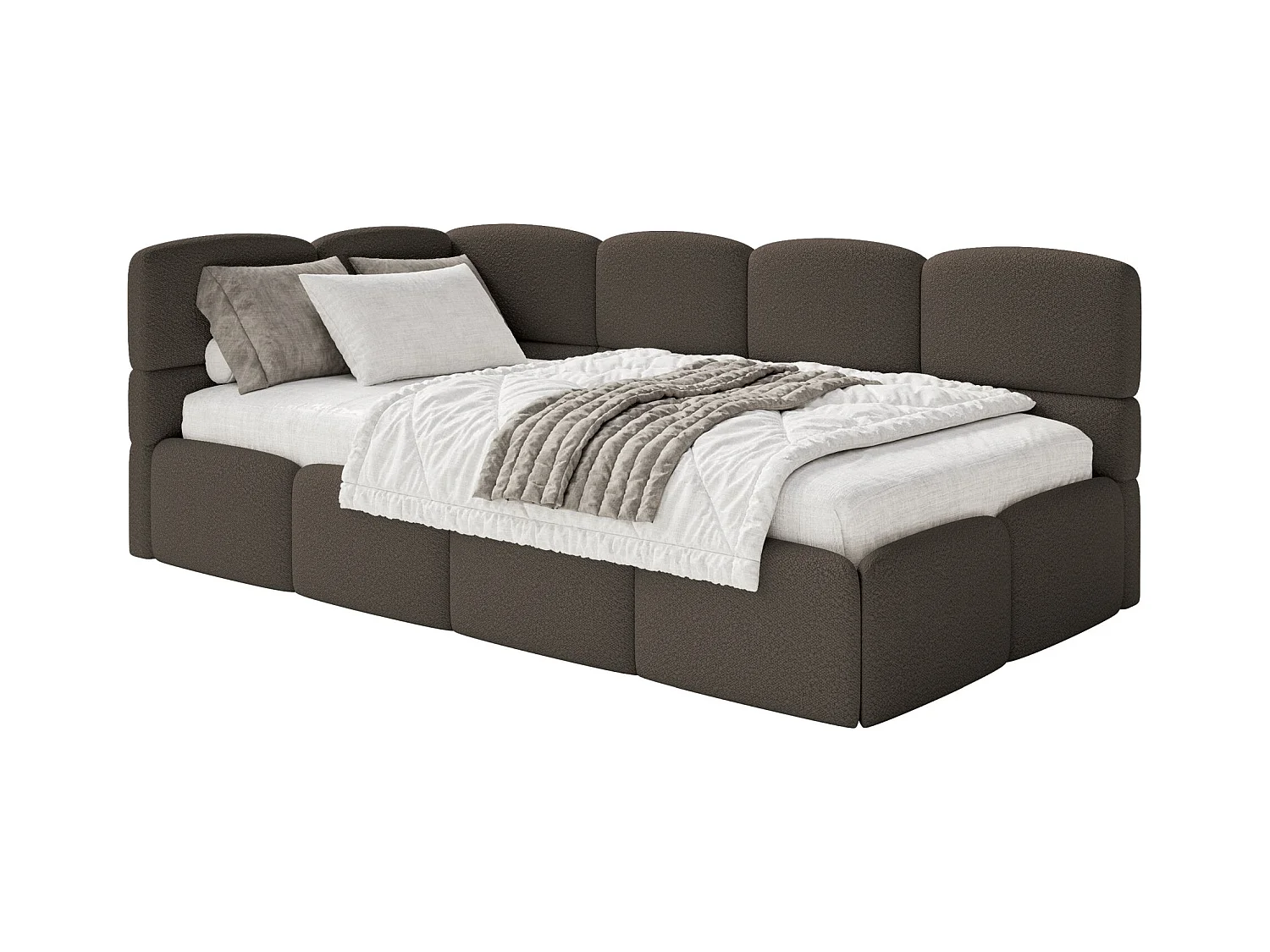 Lit ado avec coffre et barrières - brun - côté gauche - CLOUDY