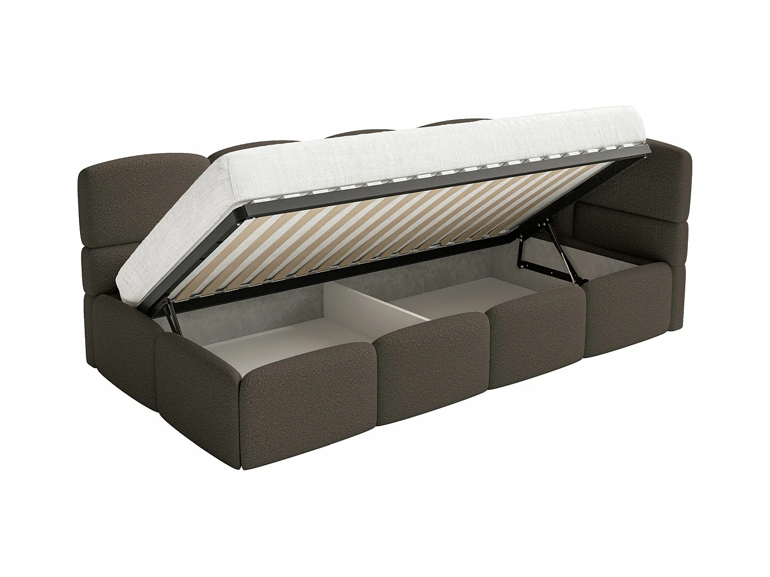 Lit ado avec rangement - brun - côté droit - CLOUDY