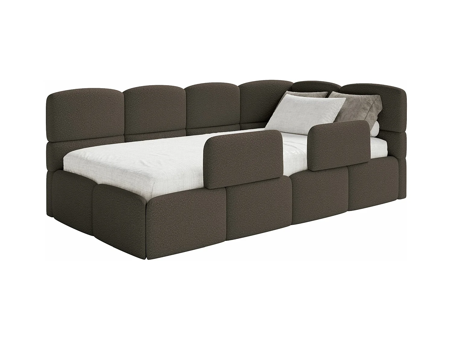 Lit ado avec rangement - brun - côté droit - CLOUDY