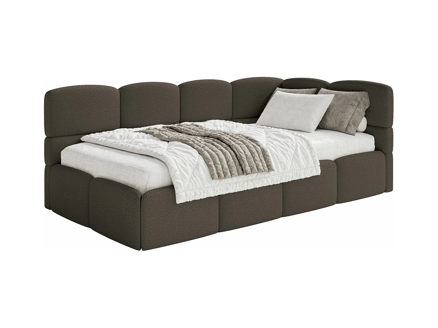 Lit ado avec rangement - brun - côté droit - CLOUDY