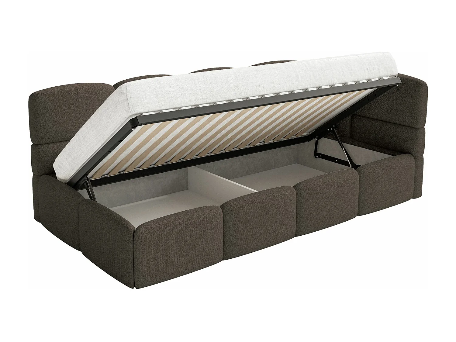 Lit ado avec rangement - brun - côté droit - CLOUDY