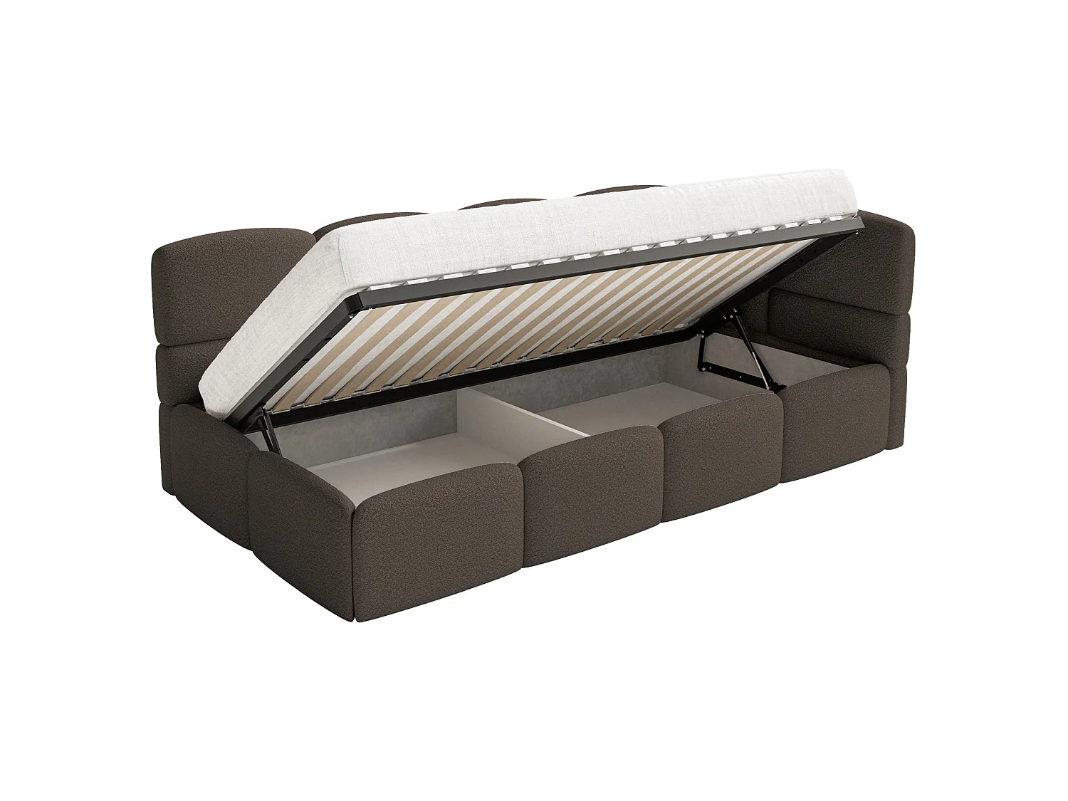 Tienerbed met opbergruimte - bruin - rechterkant - CLOUDY