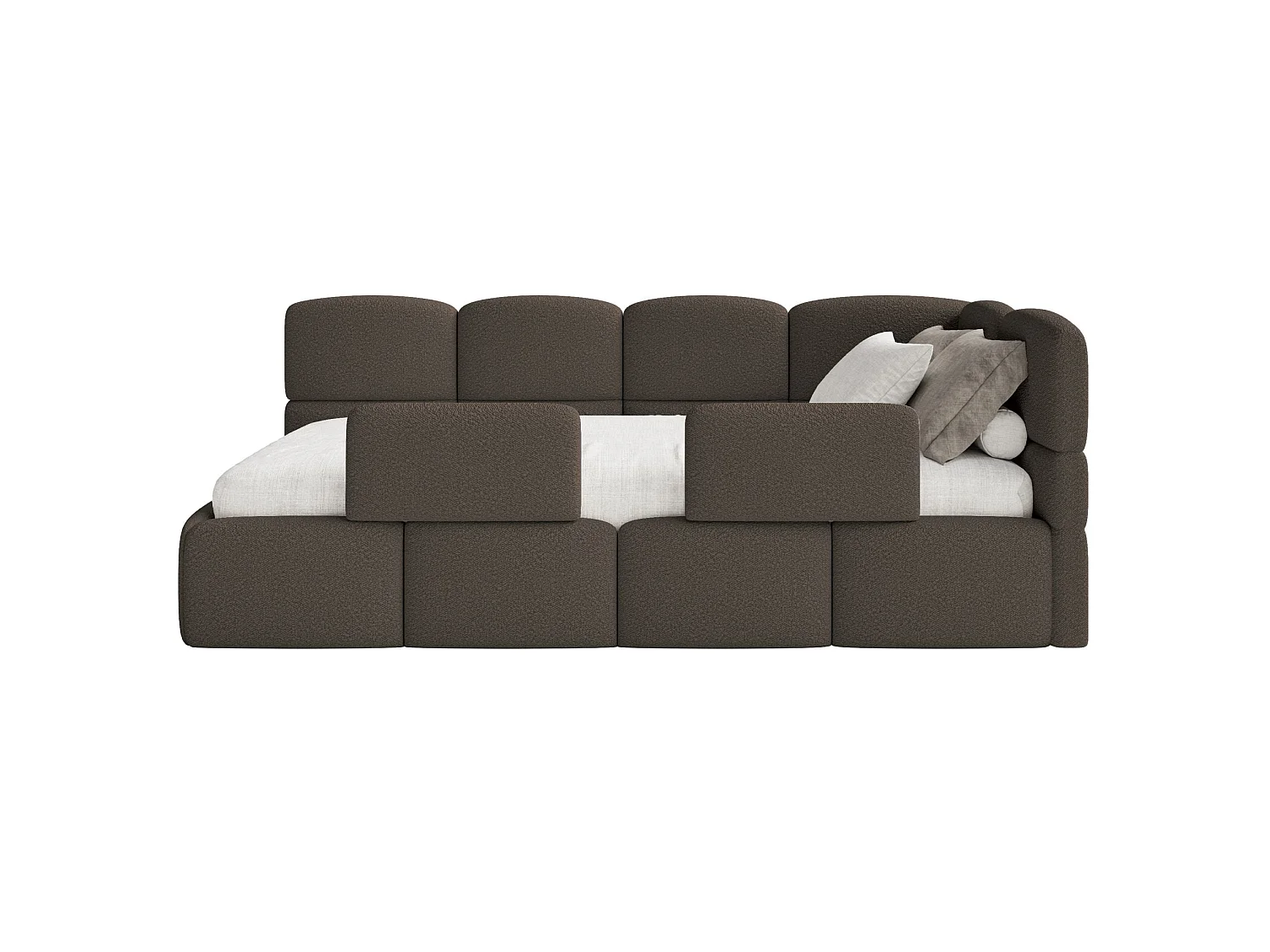 Tienerbed met opbergruimte - bruin - rechterkant - CLOUDY
