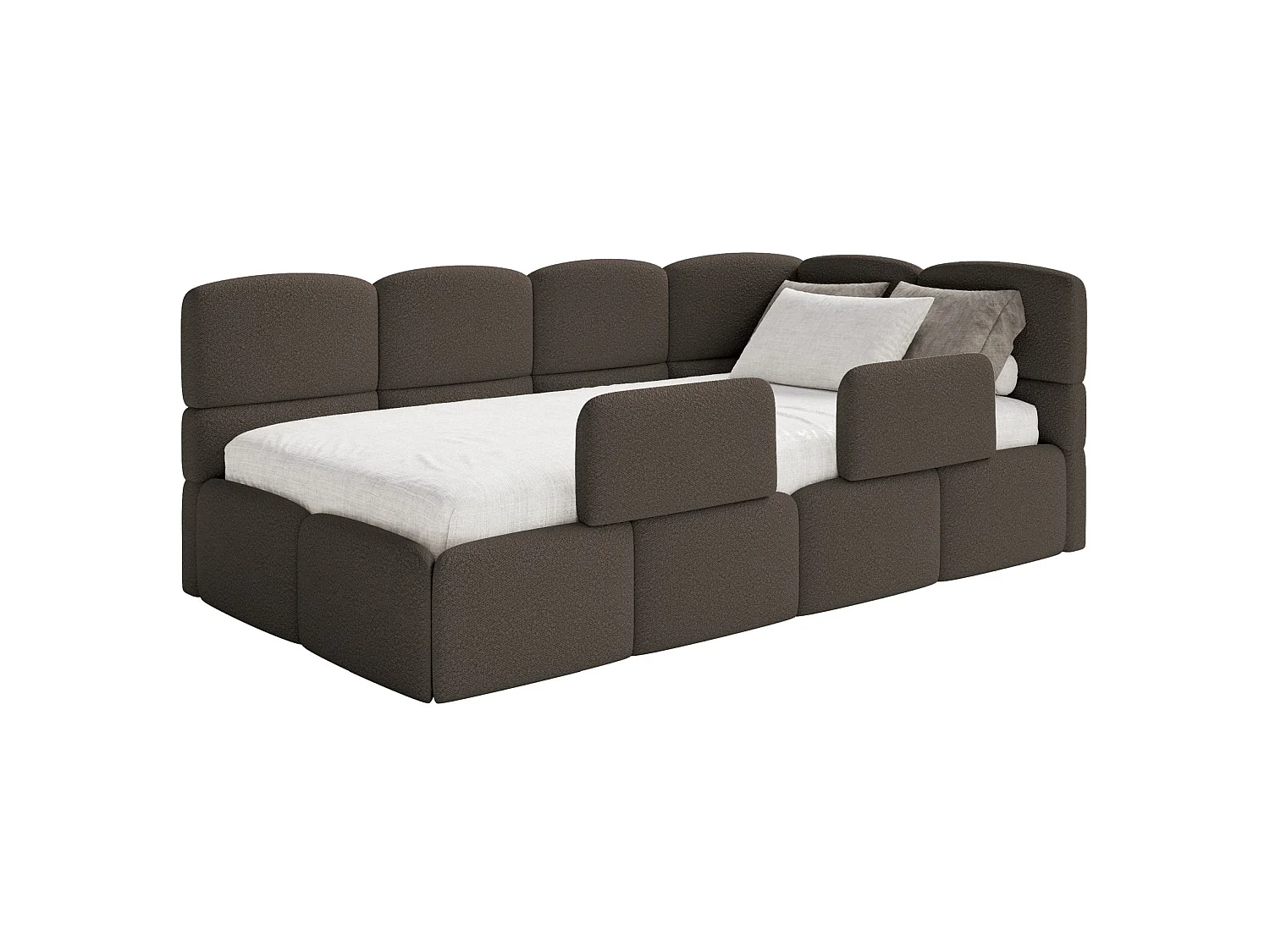 Tienerbed met opbergruimte - bruin - rechterkant - CLOUDY
