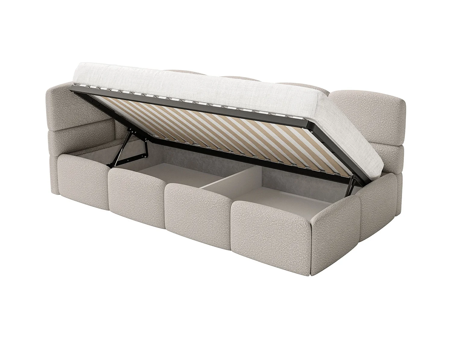 Lit ado avec rangement - grege - côté gauche - CLOUDY