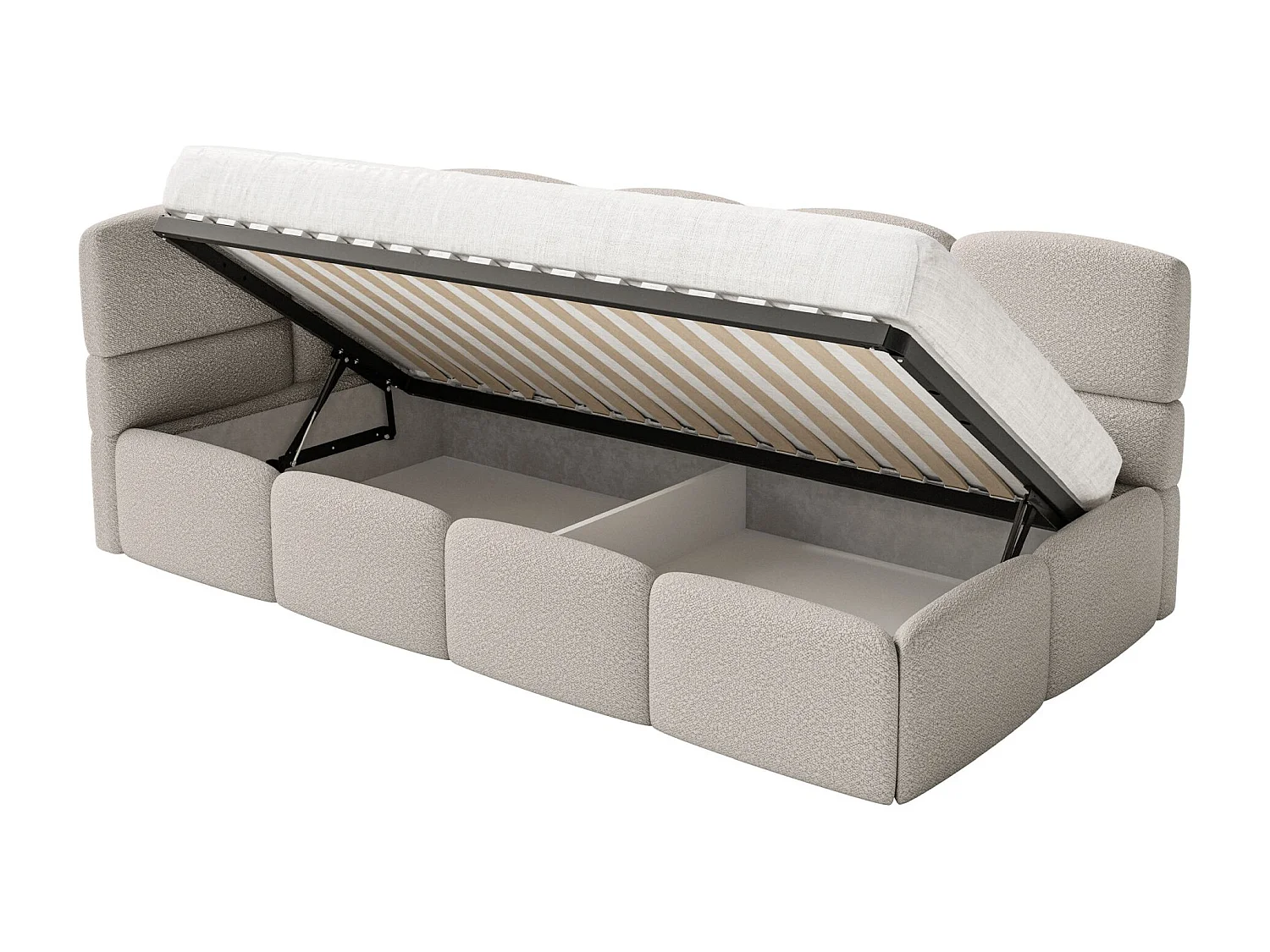 Lit ado avec rangement - grege - côté gauche - CLOUDY