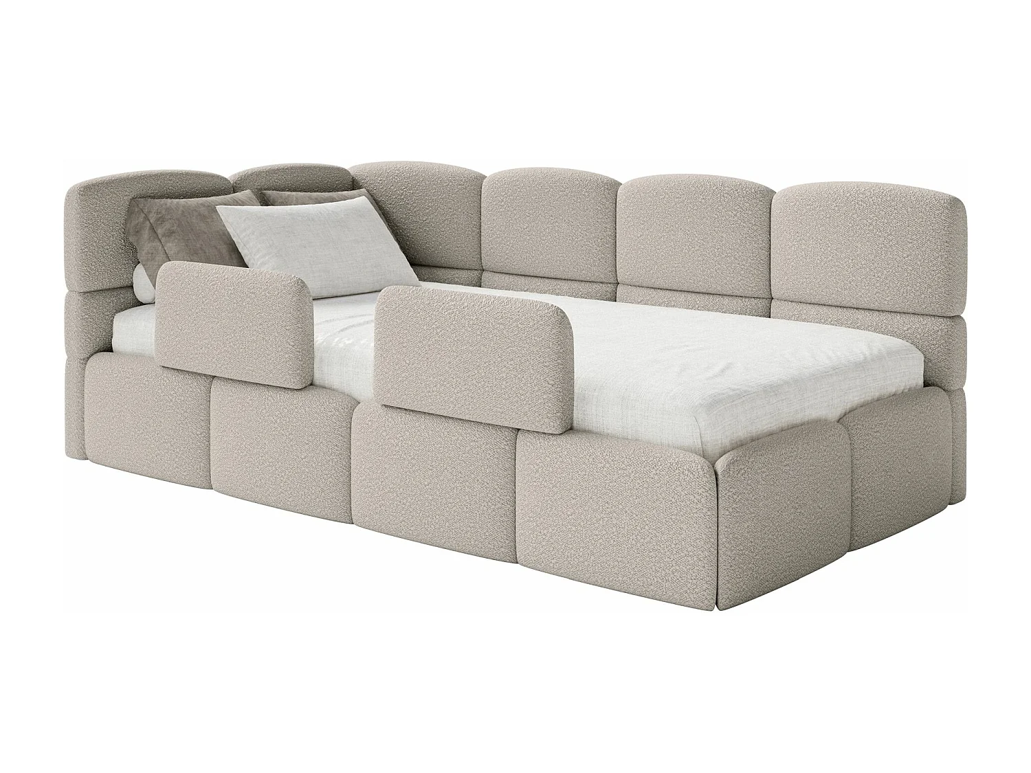 Lit ado avec rangement - grege - côté gauche - CLOUDY