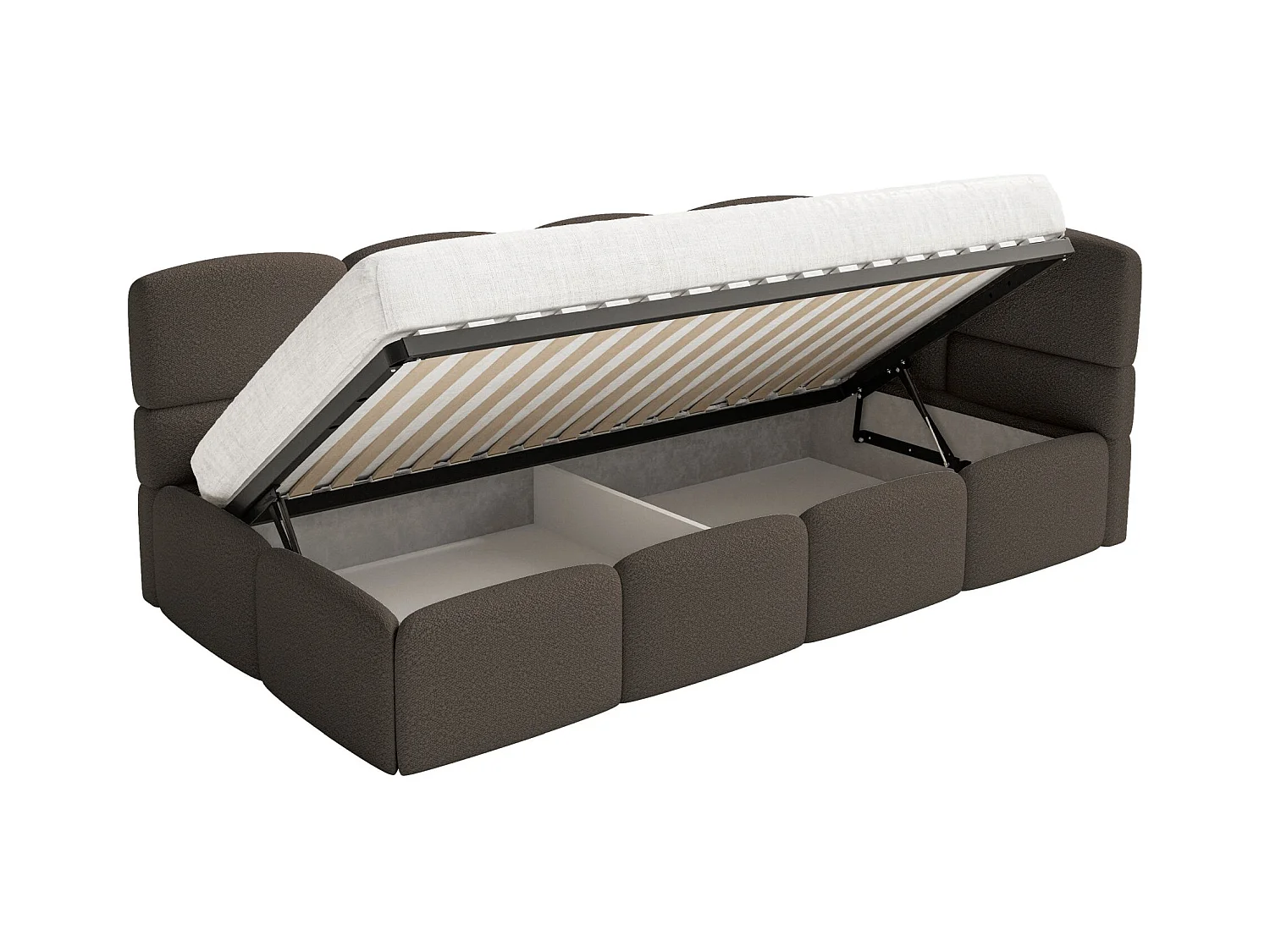 Lit ado avec coffre et barrières - brun - côté droit - CLOUDY