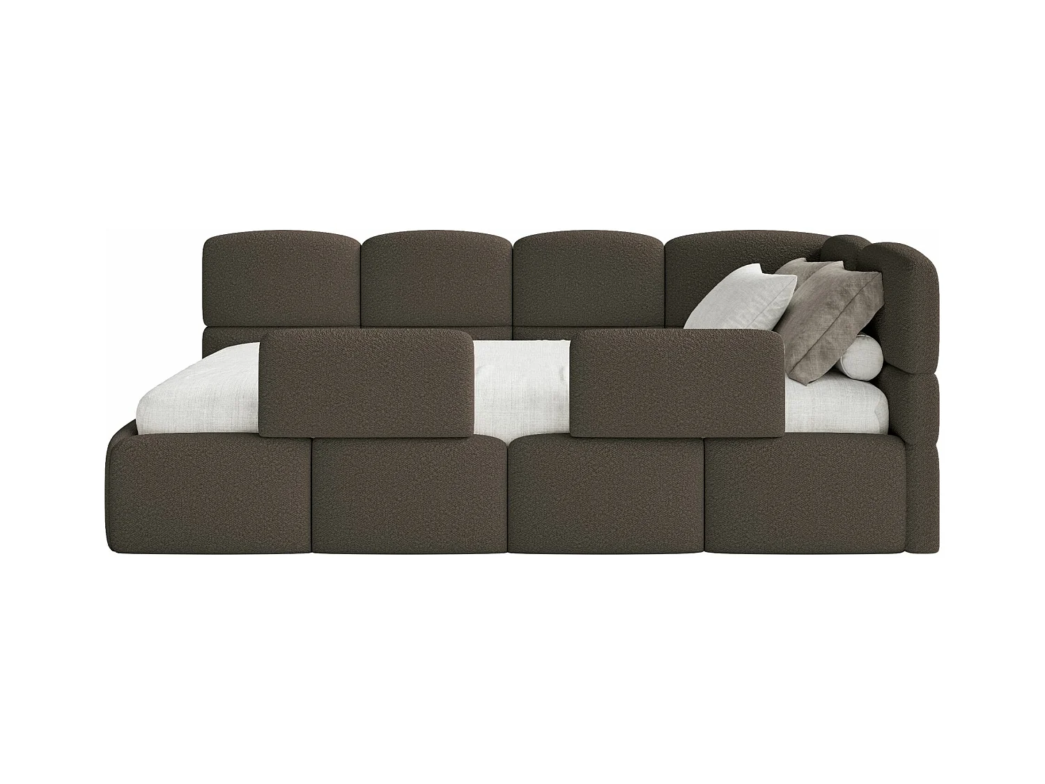 Lit ado avec coffre et barrières - brun - côté droit - CLOUDY