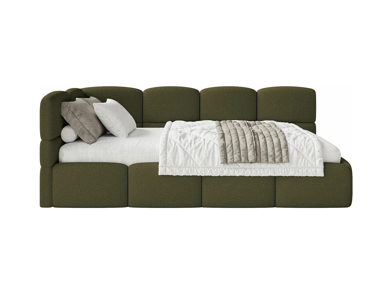 Lit ado avec rangement - olive foncé - côté gauche - CLOUDY