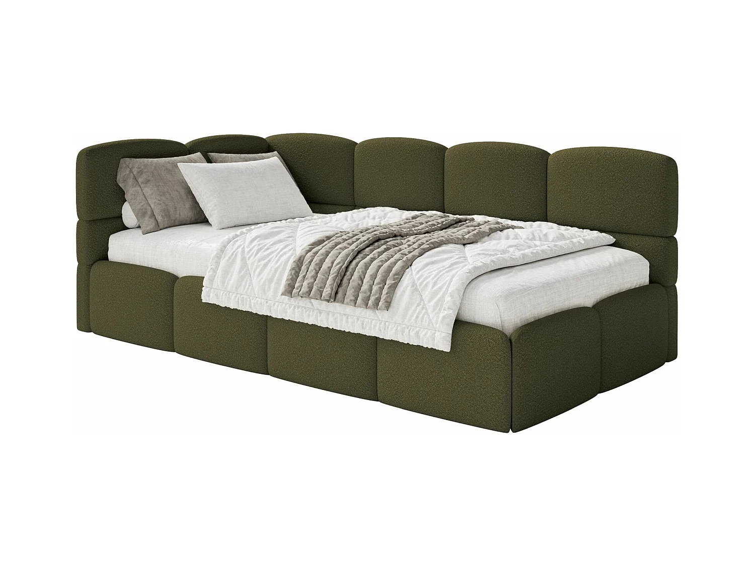 Lit ado avec rangement - olive foncé - côté gauche - CLOUDY