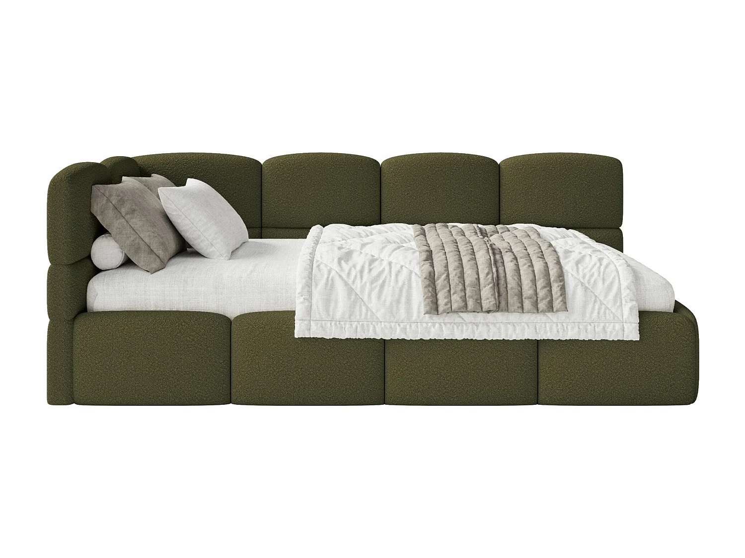 Lit ado avec rangement - olive foncé - côté gauche - CLOUDY