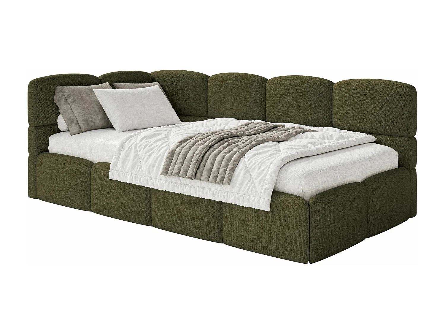 Lit ado avec rangement - olive foncé - côté gauche - CLOUDY