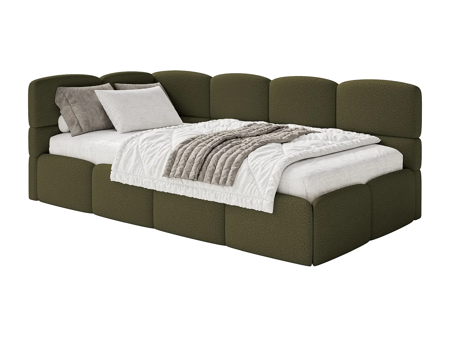 Lit ado avec rangement - olive foncé - côté gauche - CLOUDY
