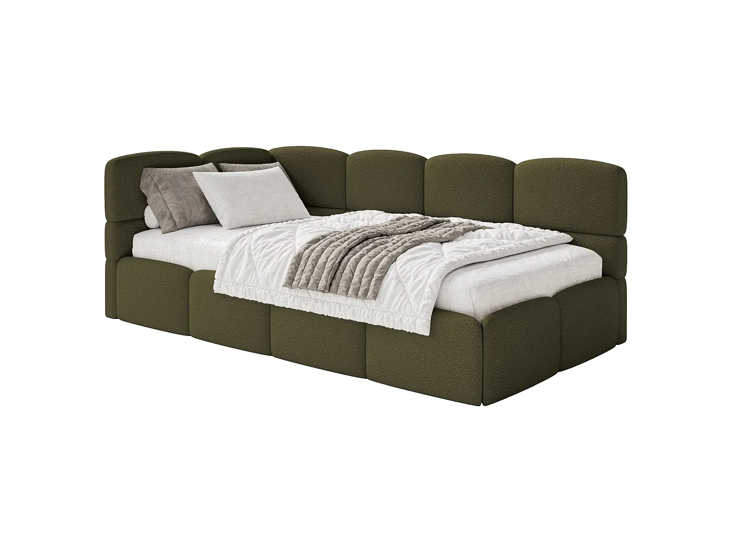 Lit ado avec rangement - olive foncé - côté gauche - CLOUDY
