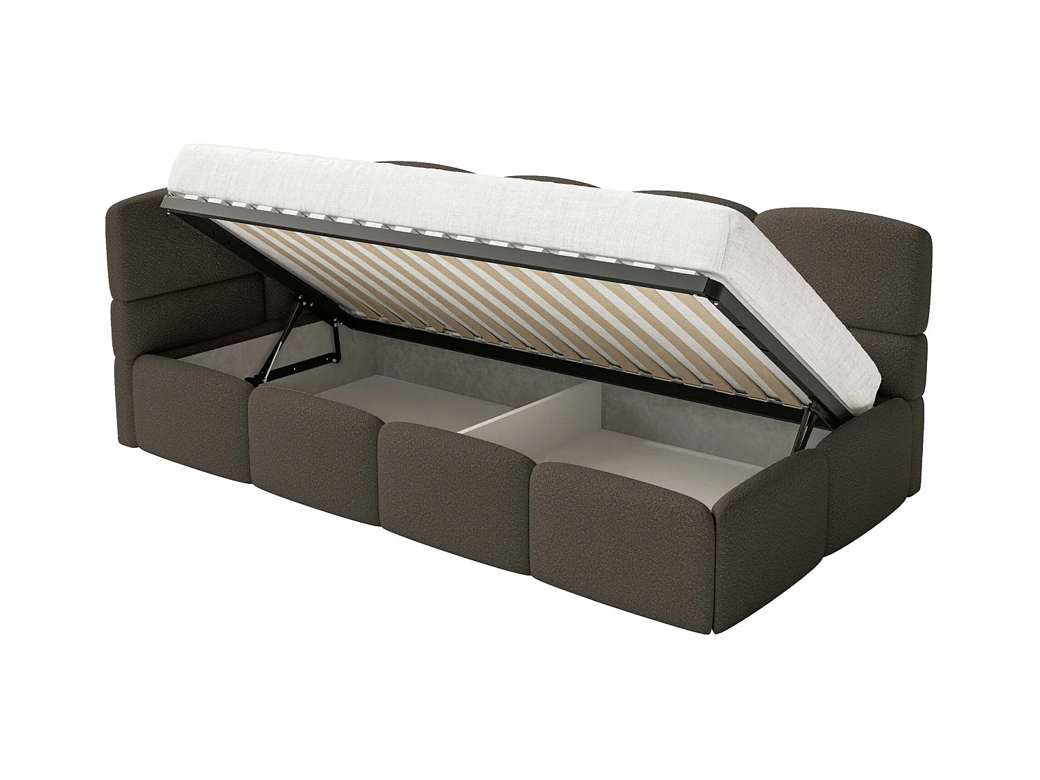 Lit ado avec rangement - brun - côté gauche - CLOUDY