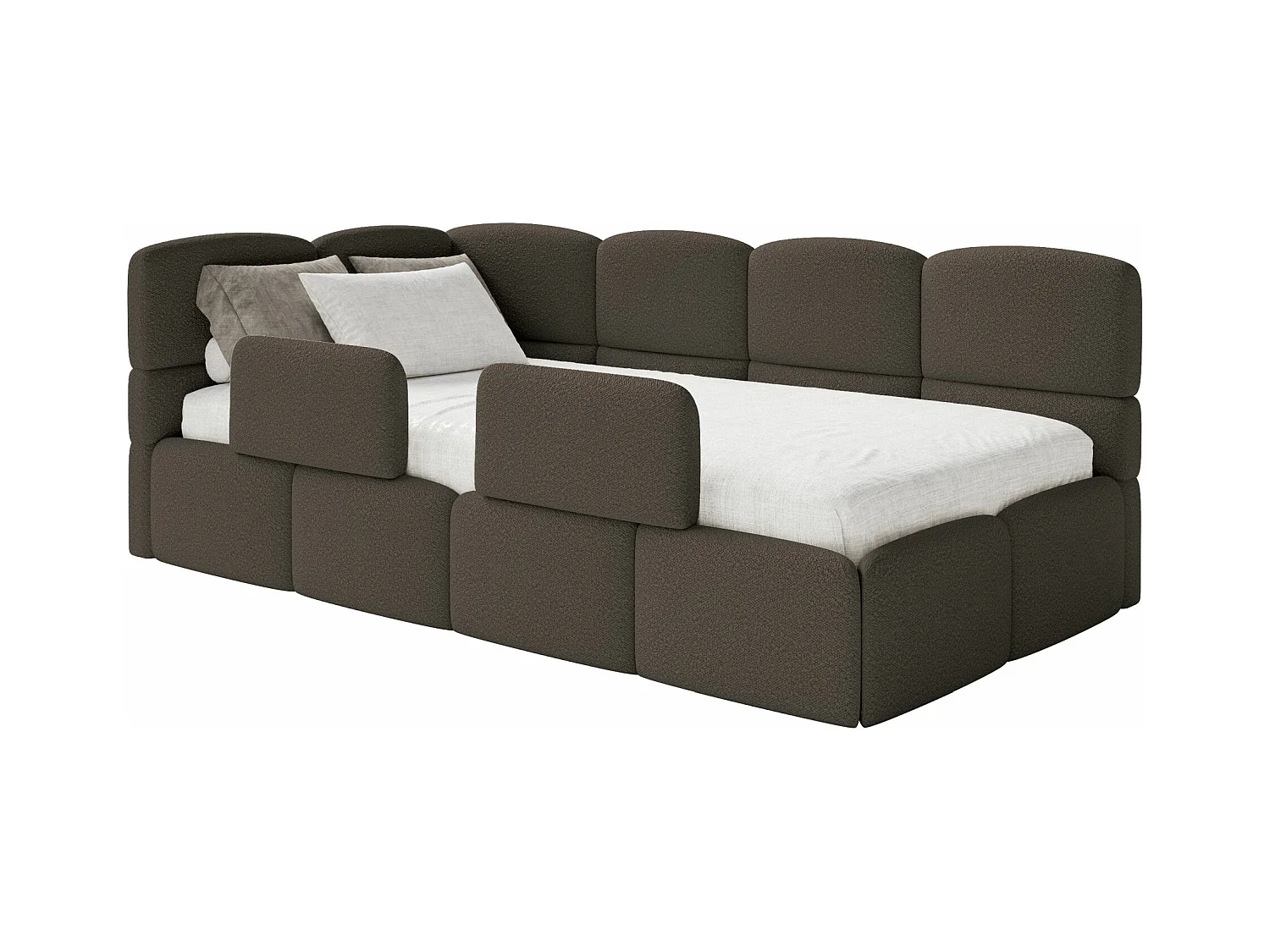 Lit ado avec rangement - brun - côté gauche - CLOUDY