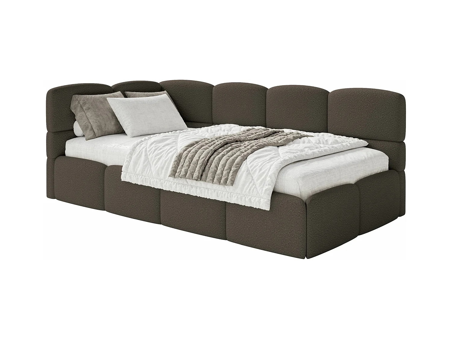 Lit ado avec rangement - brun - côté gauche - CLOUDY