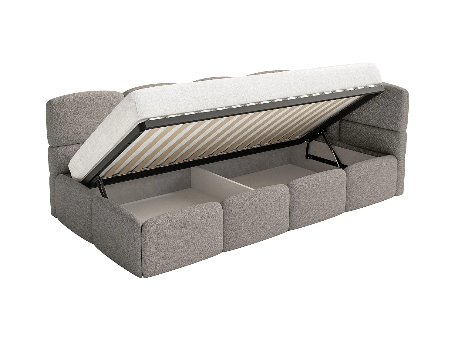 Lit ado avec coffre - gris - côté droit - CLOUDY