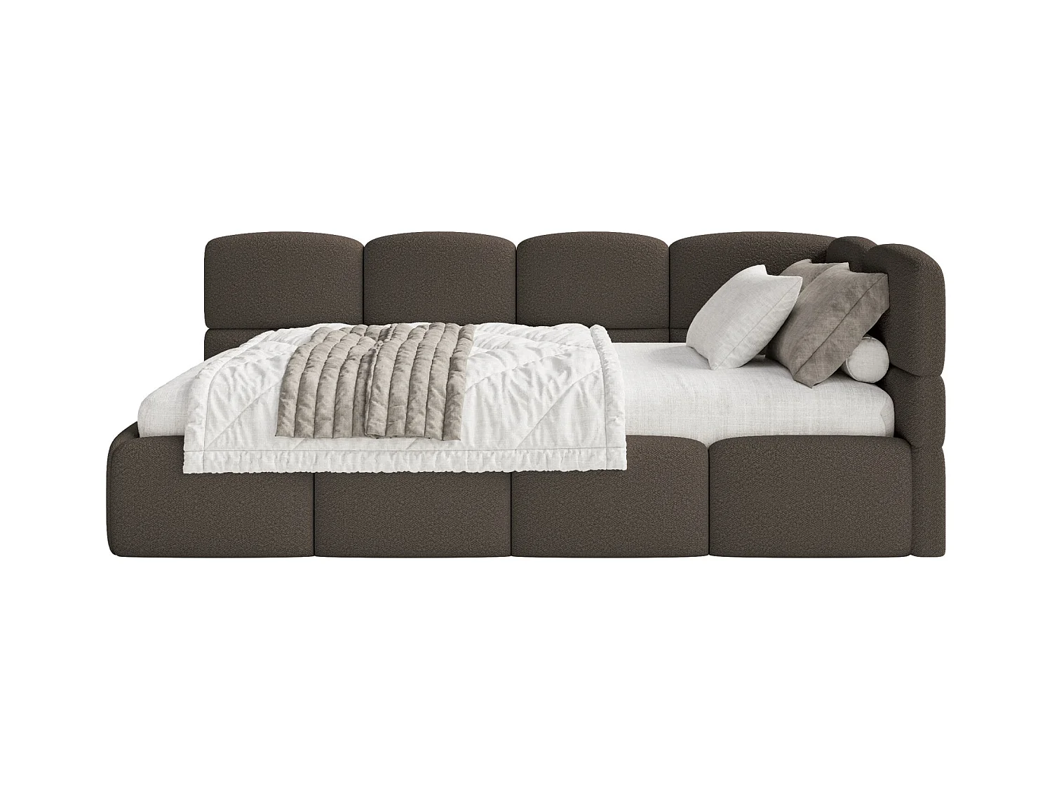 Lit ado avec rangement - brun - côté droit - CLOUDY