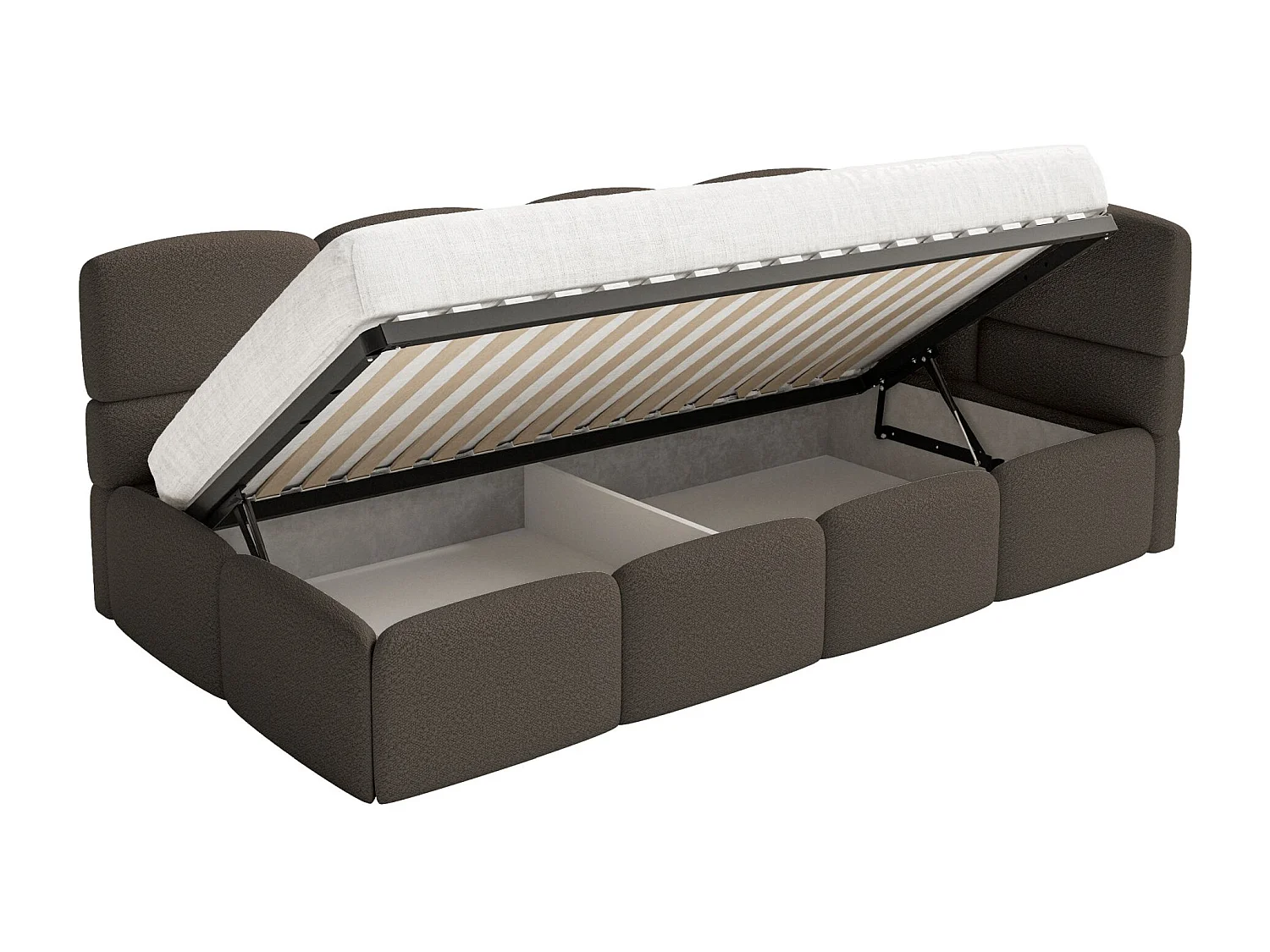 Lit ado avec rangement - brun - côté droit - CLOUDY