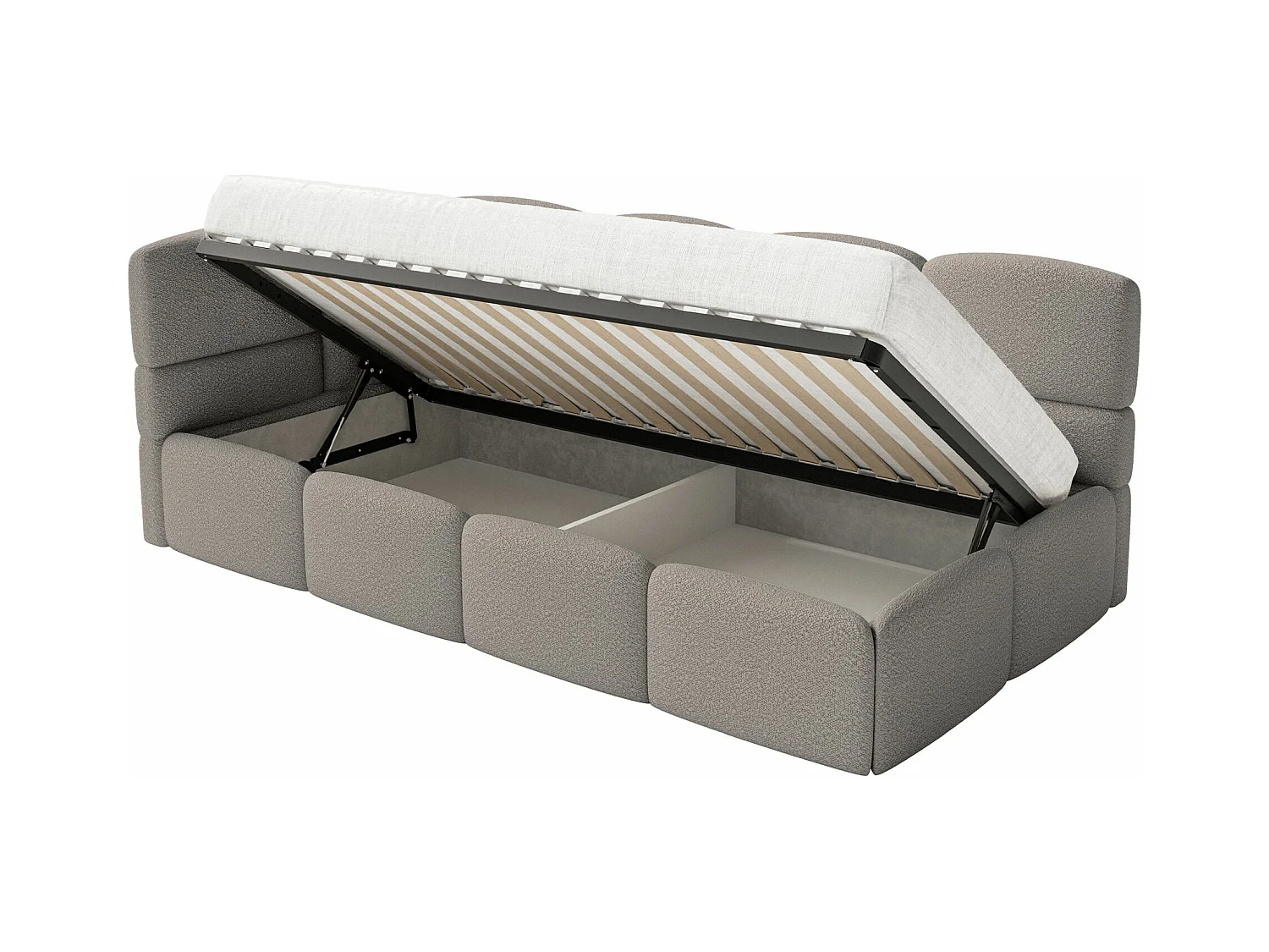 Lit ado avec coffre - gris - côté gauche - CLOUDY