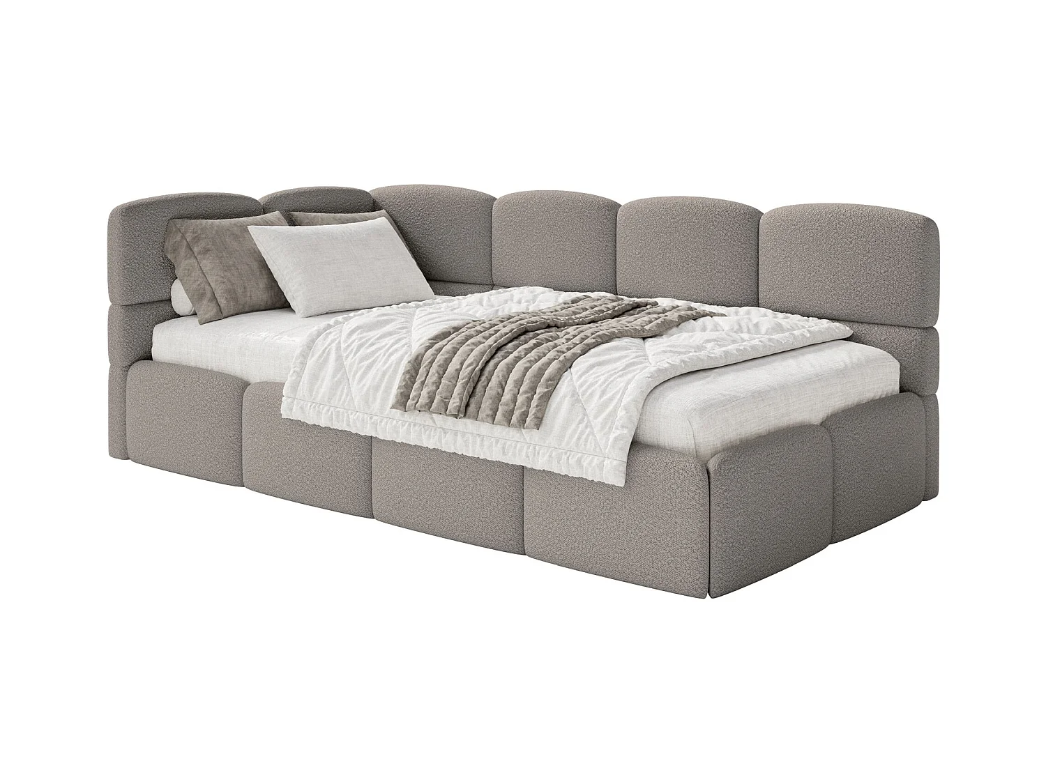 Lit ado avec coffre - gris - côté gauche - CLOUDY