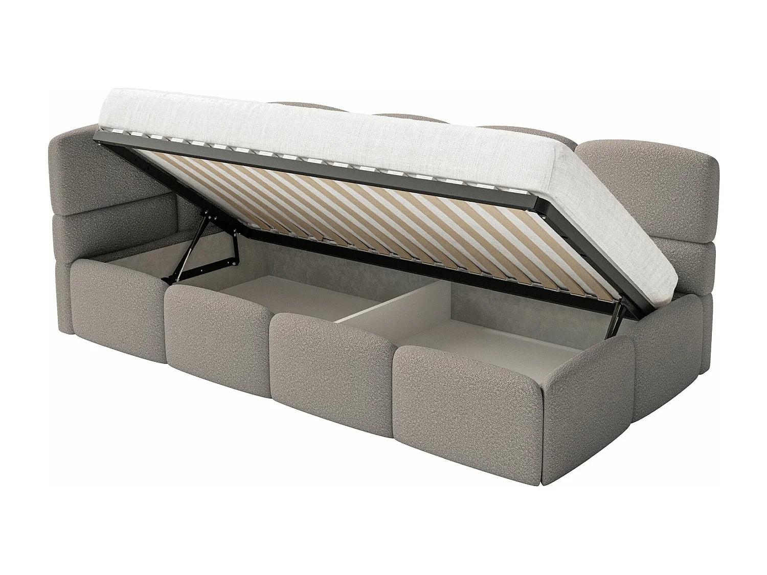 Lit ado avec coffre - gris - côté gauche - CLOUDY