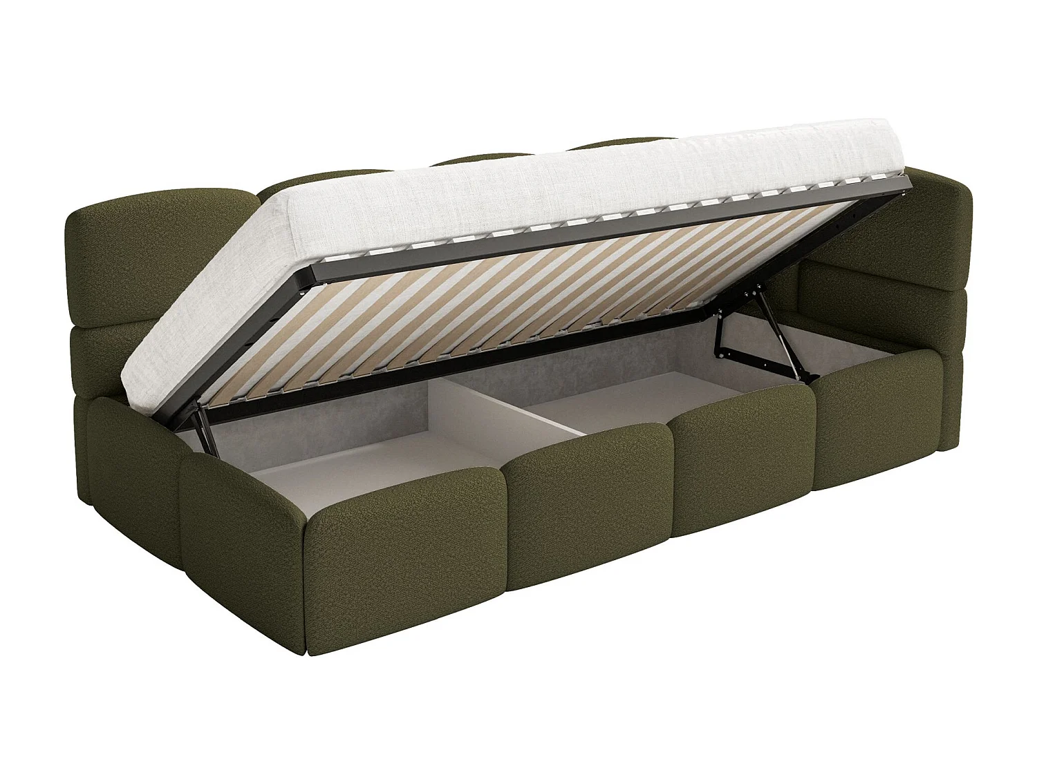 Lit ado avec rangement - olive foncé - côté droit - CLOUDY