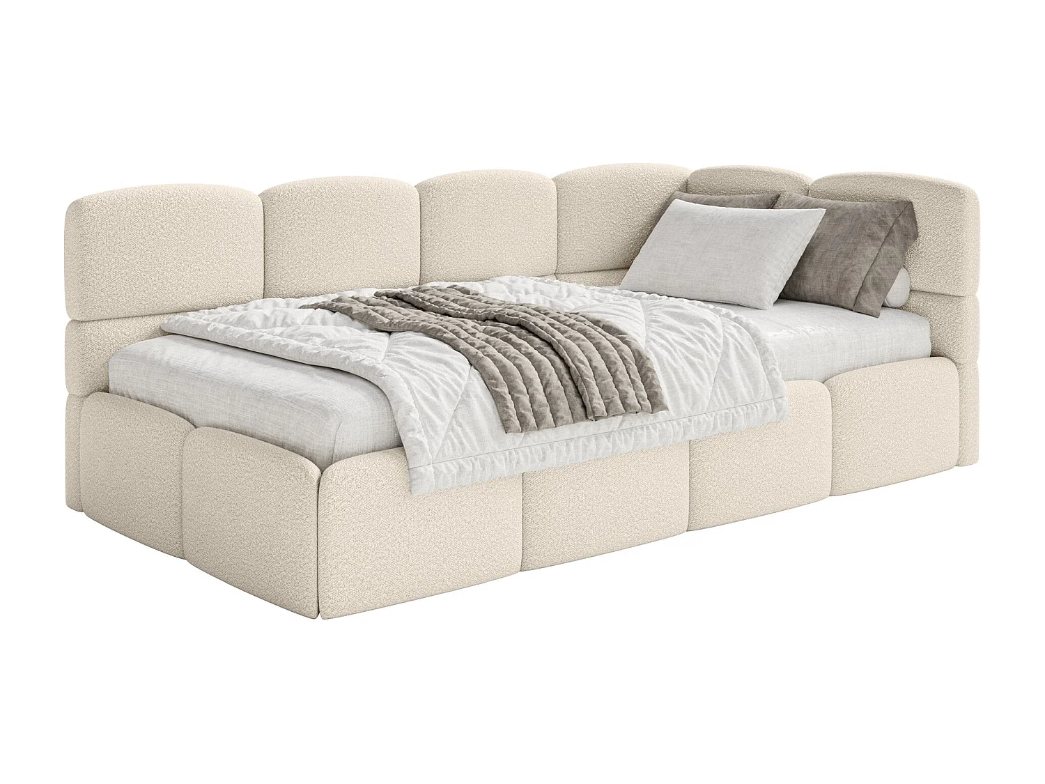 Lit ado avec rangement - beige clair- côté droit - CLOUDY