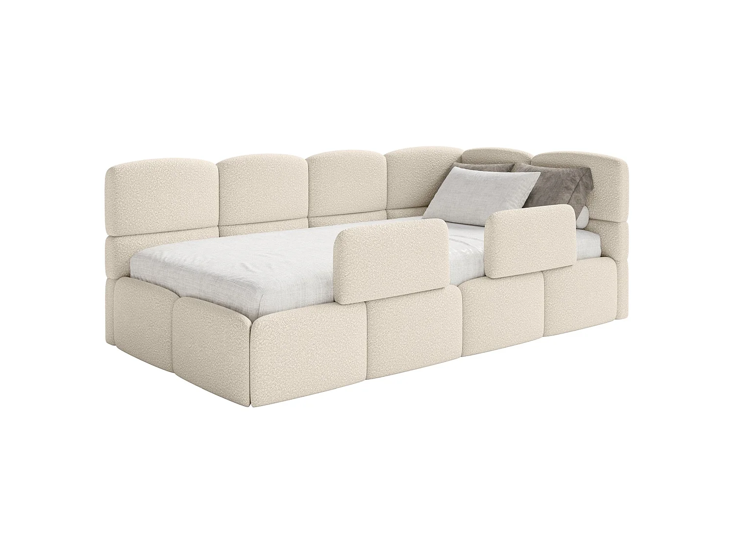 Lit ado avec rangement - beige clair- côté droit - CLOUDY