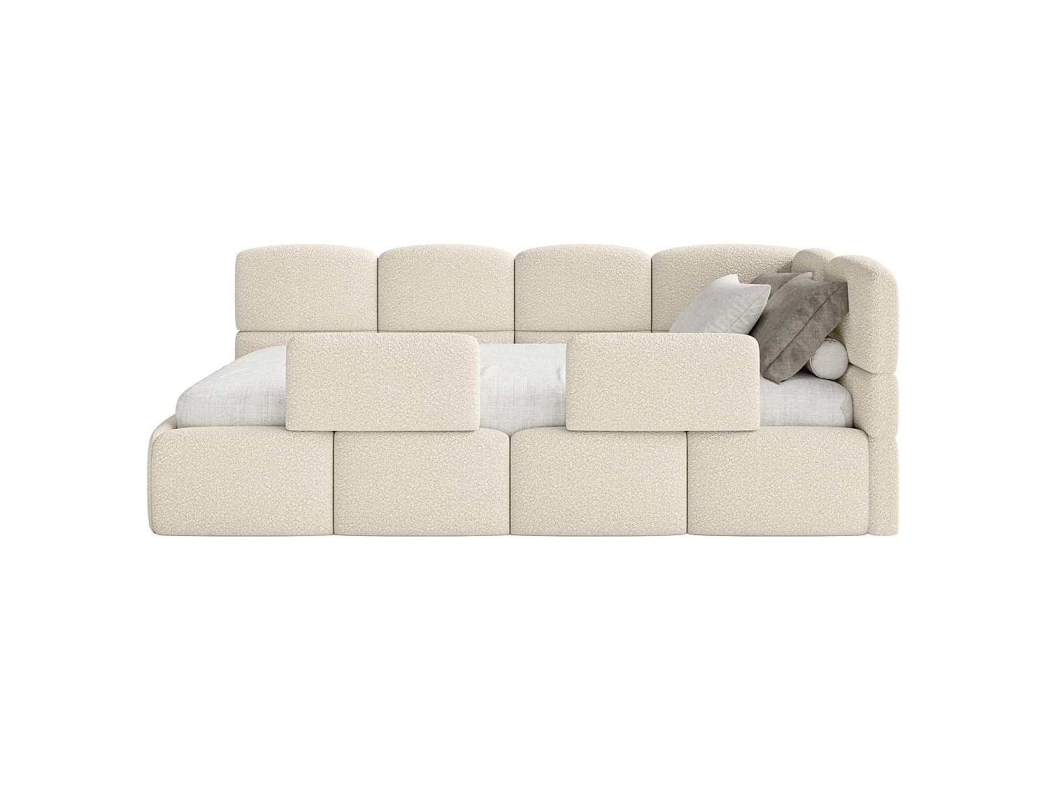 Lit ado avec rangement - beige clair- côté droit - CLOUDY
